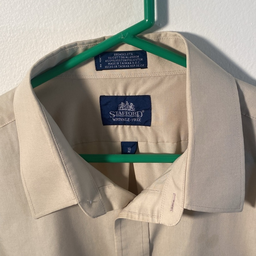 Van Heusen Tan Dress Shirt with Pointed Collar